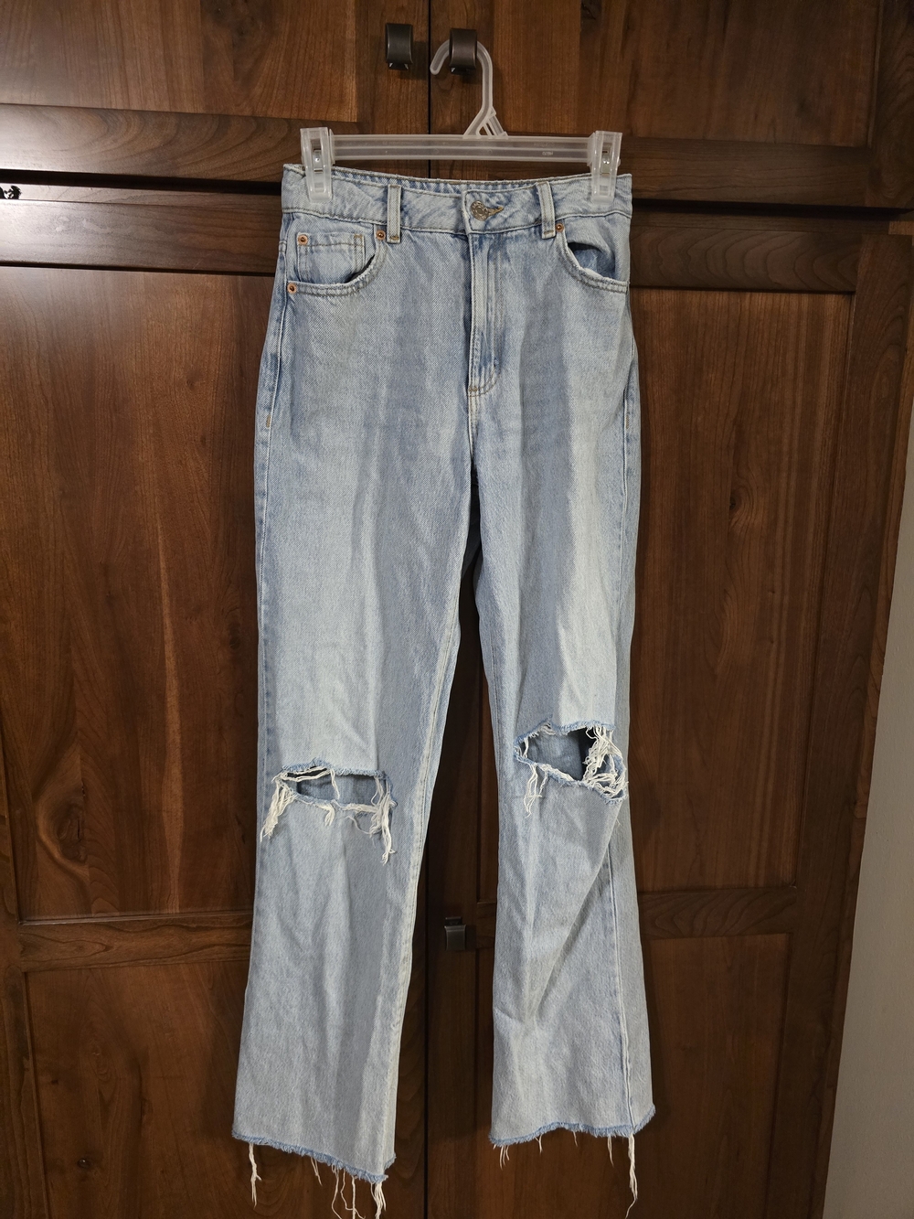 Garage Light Blue Distressed Straight-Leg Jeans